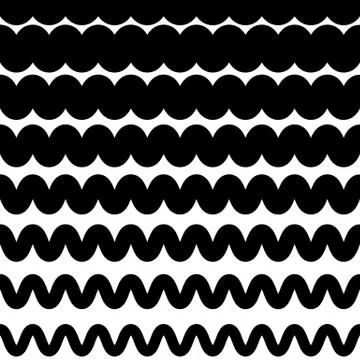 Horizontal zigzag or wavy lines monochrome pattern. Repeatable. Stock Illustration