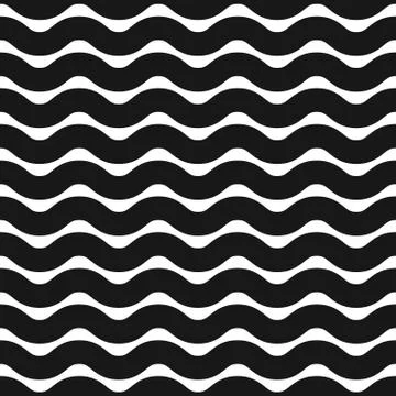 Horizontal zigzag or wavy lines monochrome pattern. Repeatable. Stock Illustration