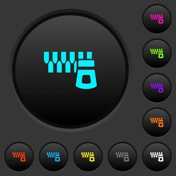 Horizontal zipper dark push buttons with color icons Stock Illustration