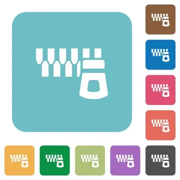 Horizontal zipper rounded square flat icons Stock Illustration