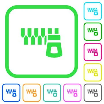 Horizontal zipper vivid colored flat icons Stock Illustration