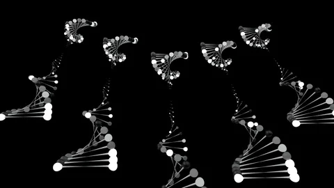 Horizontally arranged Abstract forms in motion, shaped like DNA Stock Footage 105289946