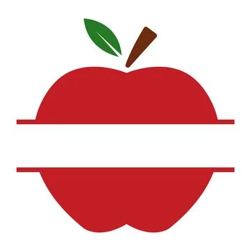 Horizontally cut red apple icon. Red apple split with horizontal cut sign. Stock Illustration