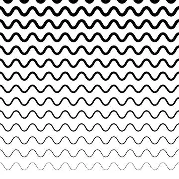 Horizontally repeatable irregular wavy lines. Billow, ripply, undulating line Illustrazione stock
