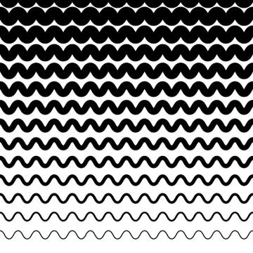 Horizontally repeatable irregular wavy lines. Billow, ripply, undulating line Stock Illustration