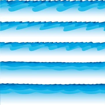 Horizontally seamless five waves bands in blue and white. Stock Illustration