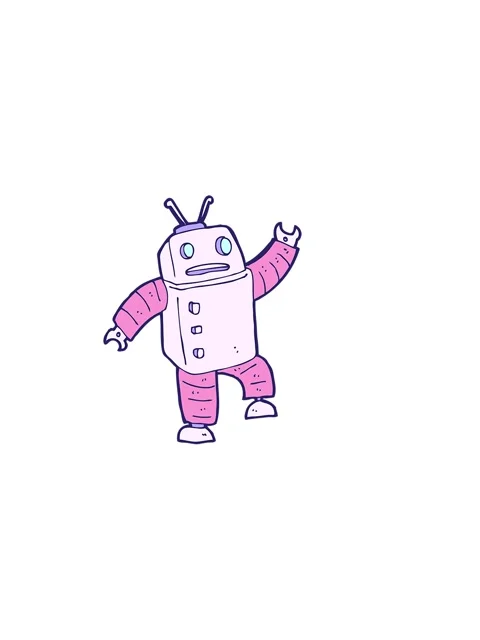 Horizontally vibrating animation of a cartoon android doodle Stock Footage 324251775