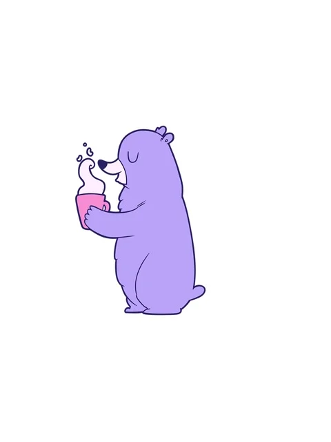 Horizontally vibrating animation of cartoon bear with hot drink Video stock 324041060