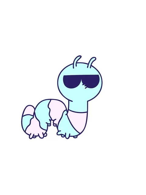 Horizontally vibrating animation of cartoon of a cute bug wearing sunglasses Stock Footage 324387868