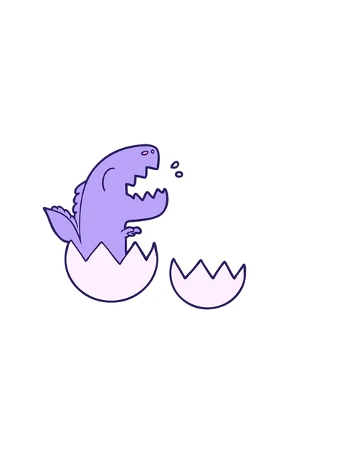 Horizontally vibrating animation of cartoon dinosaur hatching from egg Stock Footage 324344407