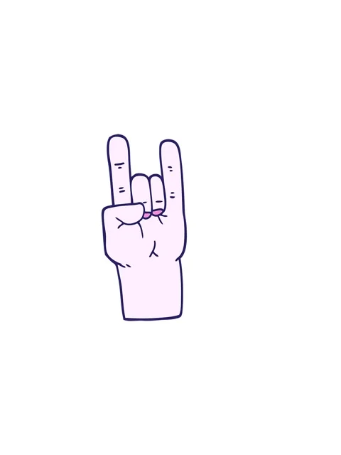 Horizontally vibrating animation of cartoon doodle rock music hand Video stock 323595899