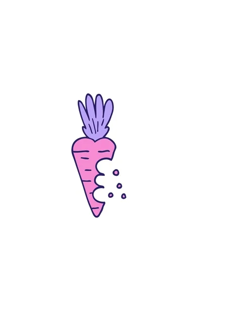 Horizontally vibrating animation of cartoon doodle carrot with bite marks Stock Footage 324136021