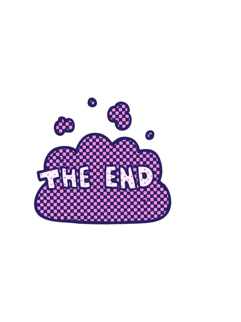 Horizontally vibrating animation of cartoon doodle the end font Stock Footage 324187977