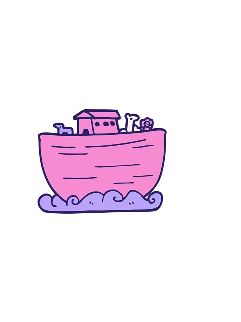 Horizontally vibrating animation of cartoon doodle noahs ark Stock Footage 324487261