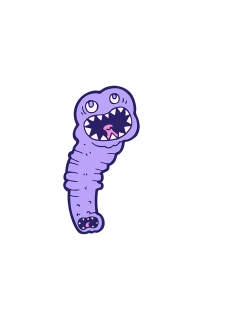 Horizontally vibrating animation of cartoon leech Stock Footage 324090031