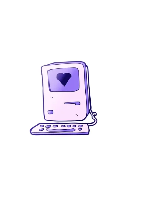 Horizontally vibrating animation of cartoon old computer with love heart Stock Footage 324457428