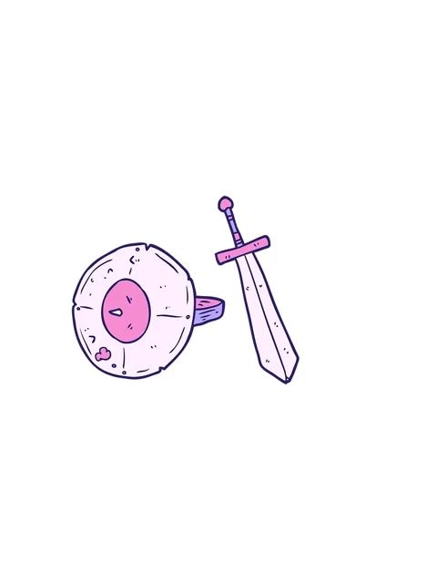 Horizontally vibrating animation of cartoon old gladiator shield and sword Stock Footage 324490531