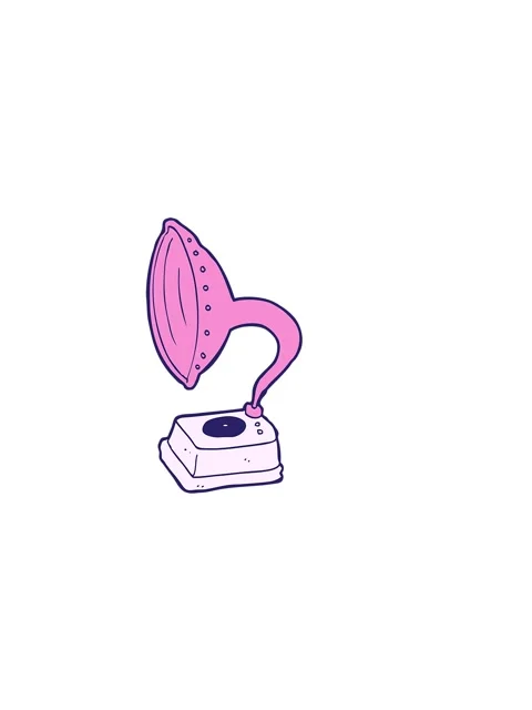 Horizontally vibrating animation of cartoon phonograph Video stock 324448180