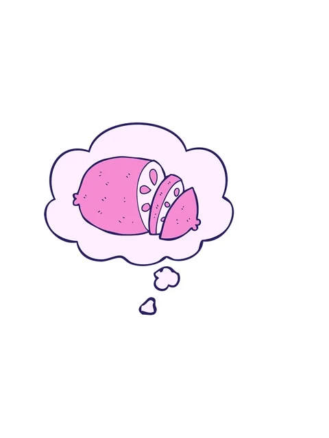 Horizontally vibrating animation of cartoon sliced lemon with thought bubble Stock Footage 324440786