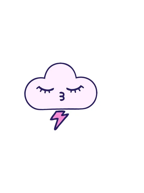 Horizontally vibrating animation of comic book style cartoon of a thunder clo Stock Footage 324057995