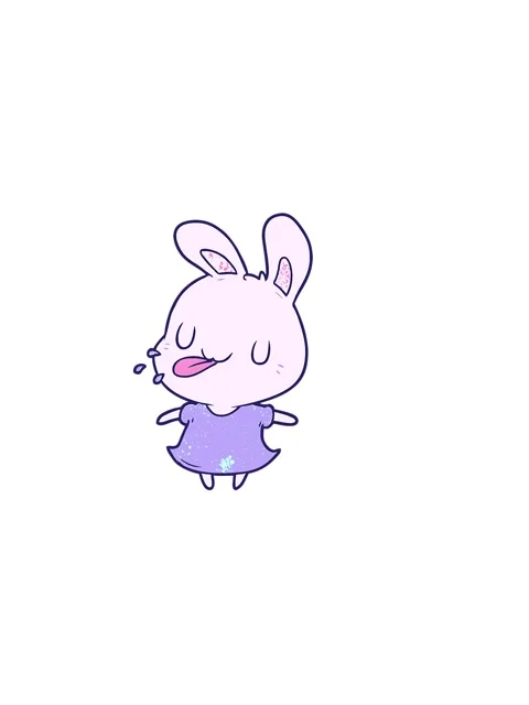 Horizontally vibrating animation of cute cartoon rabbit blowing raspberry Stock Footage 324063899