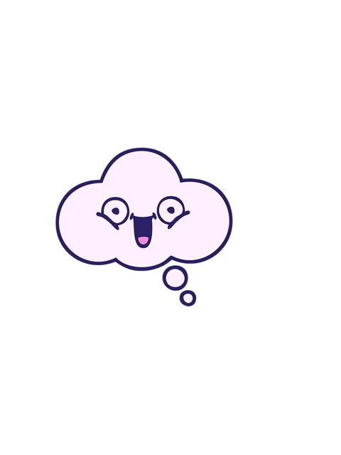 Horizontally vibrating animation of cute cartoon of a thought bubble Stock Footage 324251855