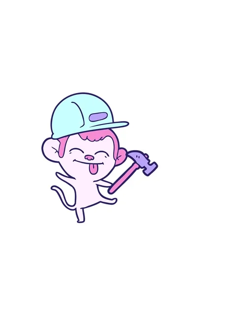 Horizontally vibrating animation of funny cartoon builder monkey dancing Stock Footage 324446291