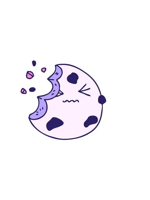 Horizontally vibrating animation of hand drawn quirky cartoon munched cookie Stock Footage 324342917