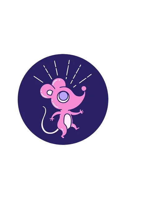 Horizontally vibrating animation of icon of a tattoo style mouse character Stock Footage 324282787