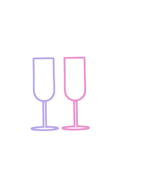 Horizontally vibrating animation of line drawing cartoon of a champagne flu.. Stock Footage 324137324