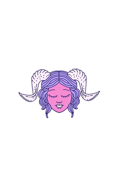 Horizontally vibrating animation of Tattoo Style tiefling character face Stock Footage 324414923