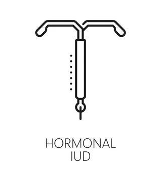 Hormonal IUD contraception method line icon Stock Illustration