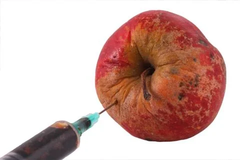 Hormone Apple on the White Background Stock Photos