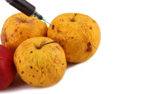 Hormone Apple on the White Background Stock Photos