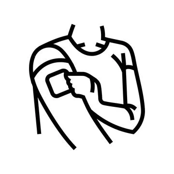 Hormone patch on arm line icon vector illustration Stock Illustration