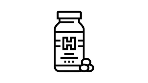 Hormone pill bottle line icon animation Stock Footage 326121308