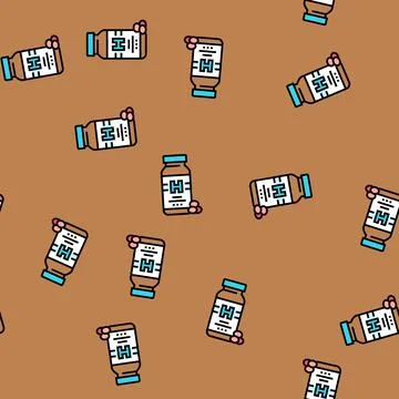 Hormone pill bottle vector seamless pattern Illustrazione stock