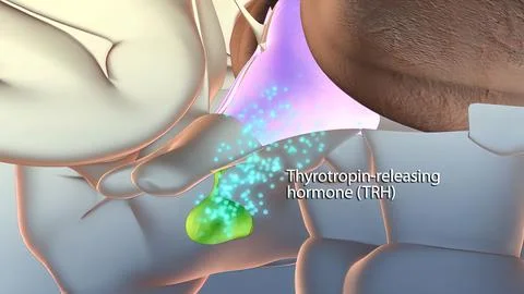 Hormone release in the brain Stock Illustration