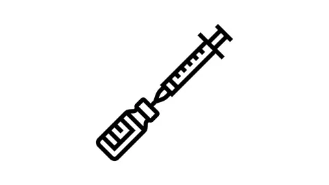 Hormone replacement injection vial line icon animation Stock Footage 326121284