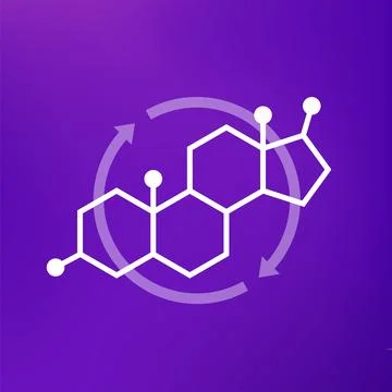 Hormone replacement therapy vector icon with testosterone molecule Stock Illustration