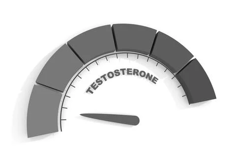 Hormone testosterone measuring process. Scale with arrow. 3D render Stock Illustration