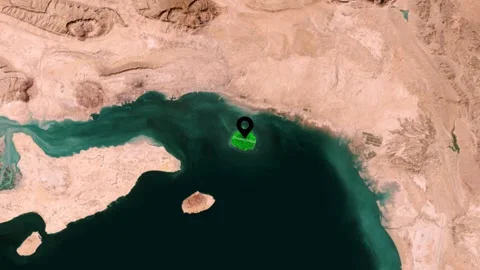 Hormuz Island Satellite Map with Location Pin, 3D Zoom Animation Stock Footage 344233997