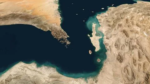 Hormuz Strait in the Persian Gulf map Stock Illustration