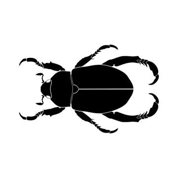 Horn beetle silhouette. insects vector Illustrazione stock