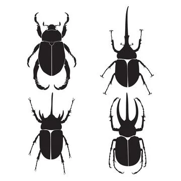 Horn beetle silhouette vector set. Stock Illustration