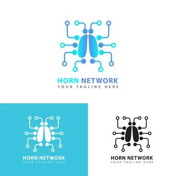 Horn beetle technology logo Stock Illustration