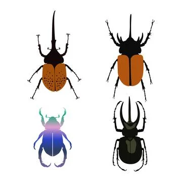 Horn beetle vector design set Stock Illustration