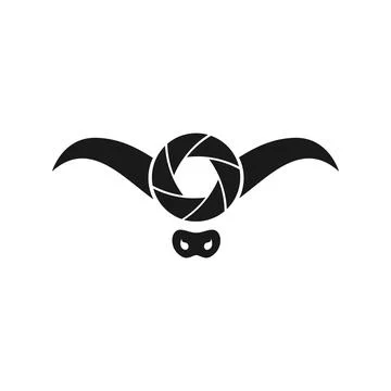 Horn with camera shutter logo design vector graphic symbol icon sign illust.. Stock Illustration
