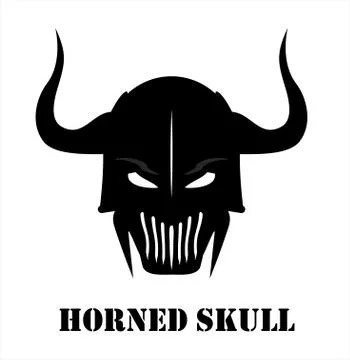 Horned Black Skull Stock Illustration