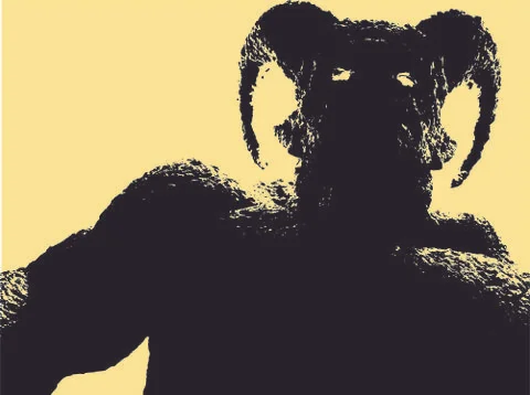 Horned demon middle ground Stock Illustration